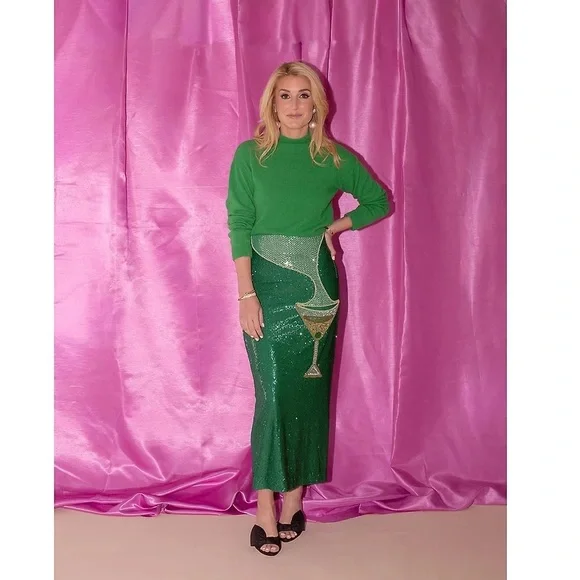 Antonio Melani x The Nat Note Naomi Embellished Martini Sequin Pencil Midi Skirt - Picture 6 of 6